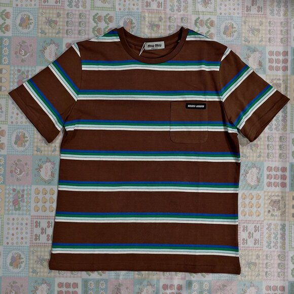 Miu Miu Brown Short-Sleeved T-Shirt - Picture 1 of 6